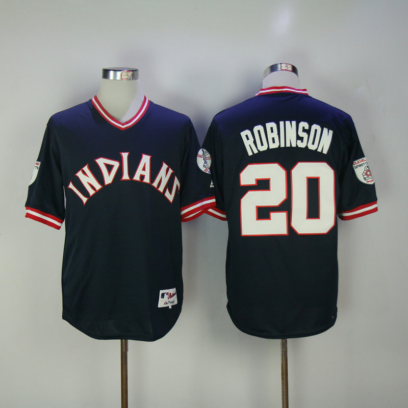 2017 MLB Cleveland Indians #20 Robinson Blue Throwback Jerseys